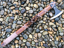 Load image into Gallery viewer, Custom Handmade Carbon Steel Viking Axe with Rose Wood Shaft, Ragnar's Axe (VA-101)