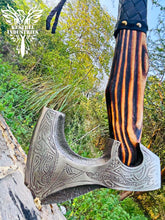 Load image into Gallery viewer, Custom Handmade Carbon Steel Viking Axe with Ash Wood Handle (VA-143)