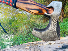 Load image into Gallery viewer, Custom Handmade Carbon Steel Viking Axe with Ash Wood Handle (VA-145)