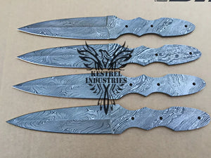 Lot of 4 Damascus Steel Blank Blade Knife For Knife Making Supplies (SU-158)