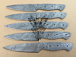 Lot of 5 Custom Handmade Damascus Steel Blank Blade Knife For Knife Making Supplies (SU-156)