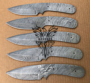 Lot of 5 Damascus Steel Blank Blade Knife For Knife Making Supplies (SU-178)