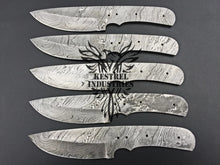 Load image into Gallery viewer, Lot of 5 Custom Handmade Damascus Steel Blank Blade Knife For Knife Making Supplies (SU-144)
