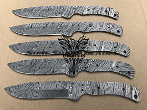 Lot of 5 Damascus Steel Blank Blade Knife For Knife Making Supplies (SU-210)