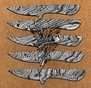 Lot of 5 Damascus Steel Blank Blade Knife For Knife Making Supplies (SU-170)