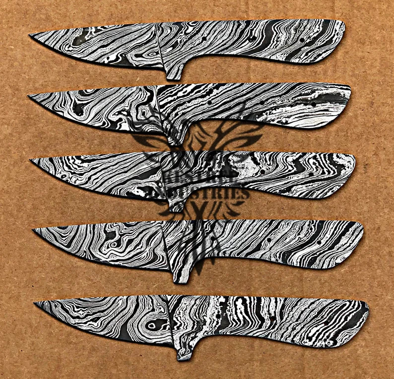 Lot of 5 Damascus Steel Blank Blade Knife For Knife Making Supplies (SU-170)