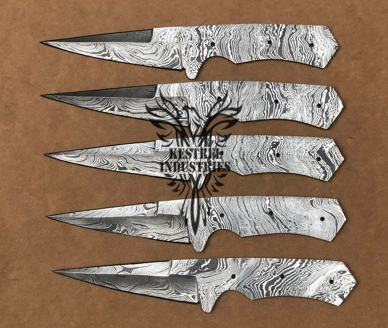 Lot of 5 Custom Handmade Damascus Steel Blank Blade Knife For Knife Making Supplies (SU-133)