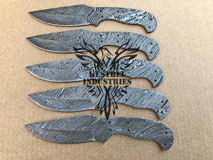 Lot of 5 Custom Handmade Damascus Steel Blank Blade Knife For Knife Making Supplies (SU-114)