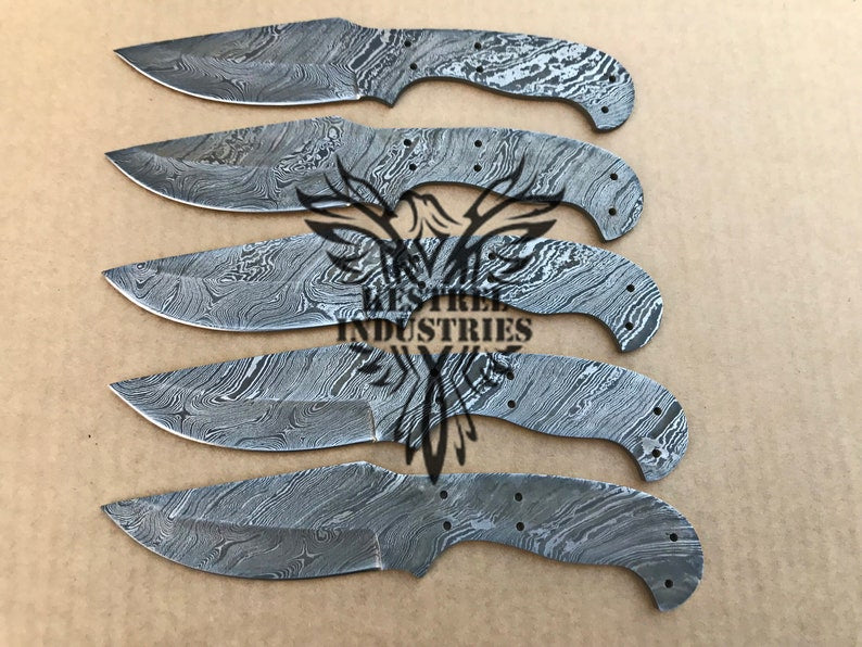 Lot of 5 Custom Handmade Damascus Steel Blank Blade Knife For Knife Making Supplies (SU-114)