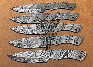 Lot of 5 Custom Handmade Damascus Steel Blank Blade Knife For Knife Making Supplies (SU-108)