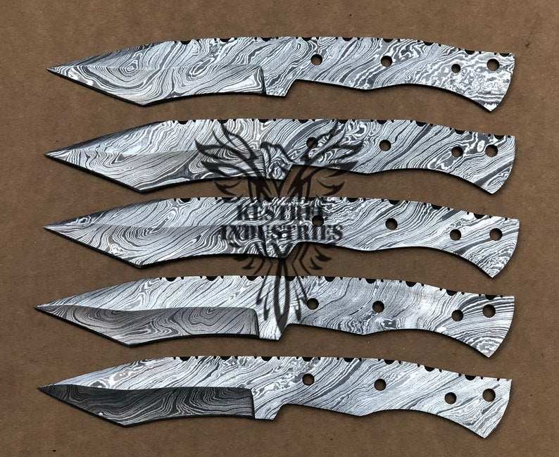 Lot of 5 Custom Handmade Damascus Steel Blank Blade Knife For Knife Making Supplies (SU-130)