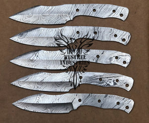 Lot of 5 Custom Handmade Damascus Steel Blank Blade Knife For Knife Making Supplies (SU-129)