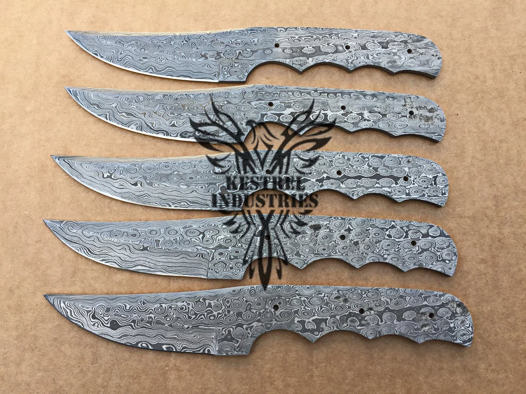 Lot of 5 Custom Handmade Damascus Steel Blank Blade Knife For Knife Making Supplies (SU-147)