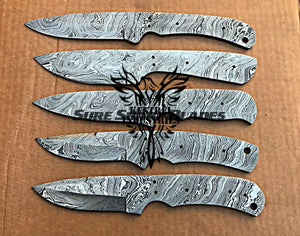 Lot of 5 Damascus Steel Blank Blade Knife For Knife Making Supplies (SU-205)