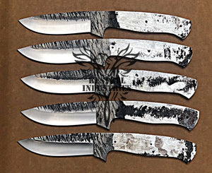 Lot of 5 Custom Handmade 1095 Carbon Steel Blank Blade Knife For Knife Making Supplies (KI-CSB-102)