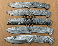 Load image into Gallery viewer, Lot of 5 Damascus Steel Blank Blade Knife For Knife Making Supplies (SU-185)
