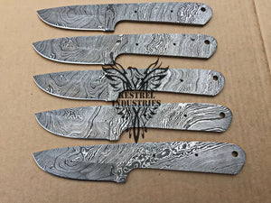 Lot of 5 Damascus Steel Blank Blade Knife For Knife Making Supplies (SU-164)