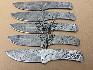 Lot of 5 Damascus Steel Blank Blade Knife For Knife Making Supplies (SU-166)