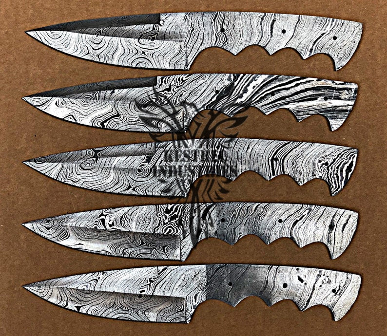 Lot of 5 Custom Handmade Damascus Steel Blank Blade Knife For Knife Making Supplies (SU-120)