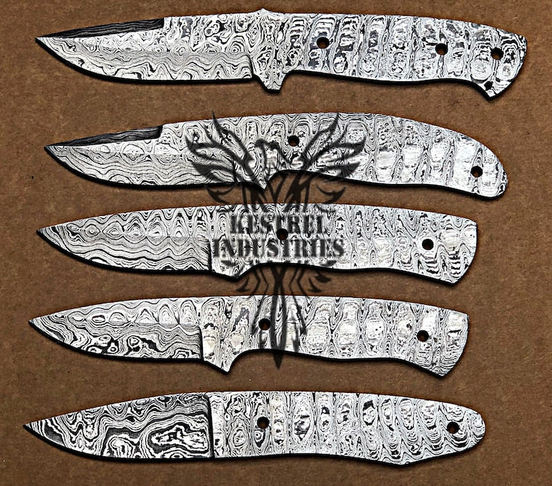 Lot of 5 Custom Handmade Damascus Steel Blank Blade Knife For Knife Making Supplies (SU-124)