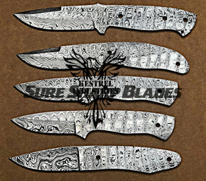 Lot of 5 Damascus Steel Blank Blade Knife For Knife Making Supplies (SU-189)