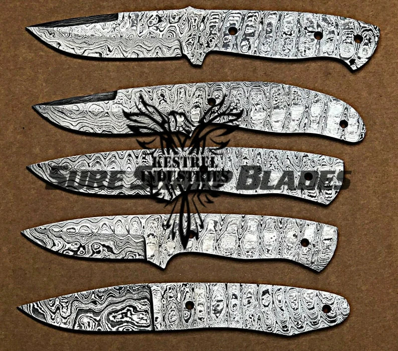 Lot of 5 Damascus Steel Blank Blade Knife For Knife Making Supplies (SU-189)