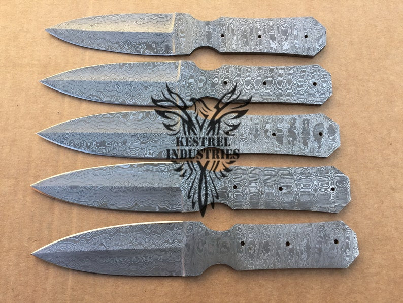 Lot of 5 Custom Handmade Damascus Steel Blank Blade Knife For Knife Making Supplies (SU-132)