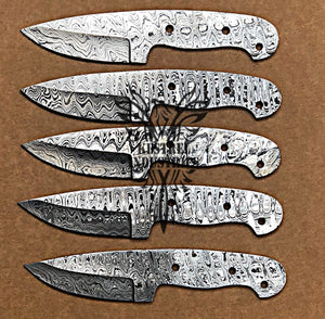 Lot of 5 Custom Handmade Damascus Steel Blank Blade Knife For Knife Making Supplies (SU-123)