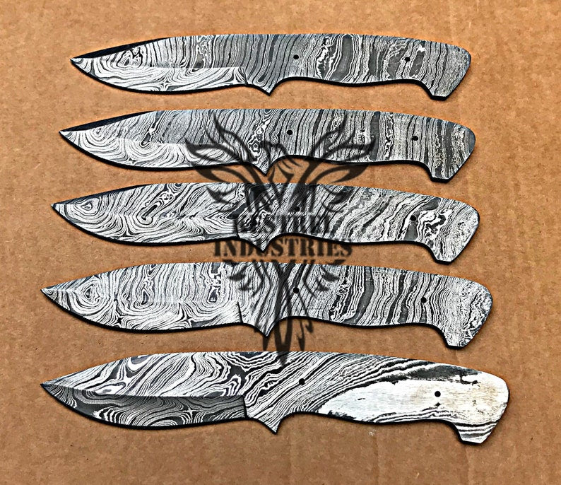 Lot of 5 Custom Handmade Damascus Steel Blank Blade Knife For Knife Making Supplies (SU-109)