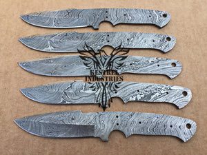 Lot of 5 Custom Handmade Damascus Steel Blank Blade Knife For Knife Making Supplies (SU-151)