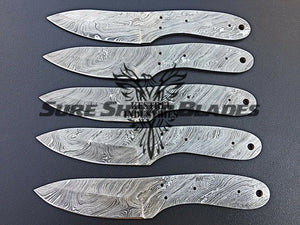 Lot of 5 Damascus Steel Blank Blade Knife For Knife Making Supplies (SU-186)