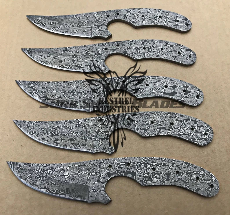 Lot of 5 Damascus Steel Blank Blade Knife For Knife Making Supplies (SU-187)