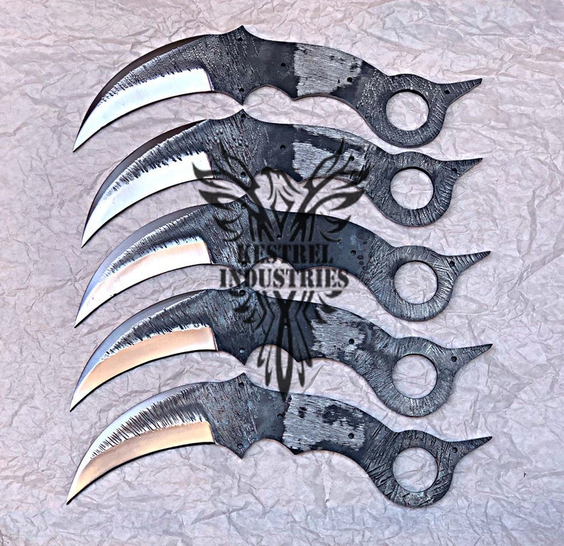 Lot of 5 Custom Handmade 1095 Carbon Steel Blank Blade Karambit Knife For Knife Making Supplies (KI-CSB-105)