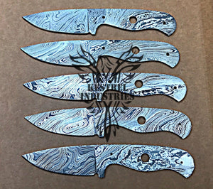 Lot of 5 Custom Handmade Damascus Steel Blank Blade Knife For Knife Making Supplies (SU-103)