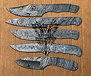 Lot of 5 Damascus Steel Blank Blade Knife For Knife Making Supplies (SU-167)