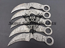 Load image into Gallery viewer, Lot of 5 Damascus Steel Blank Blade Karambit Knife For Knife Making Supplies (SU-192)
