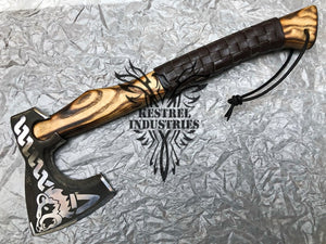 Custom Handmade Carbon Steel Viking Axe with Ash Wood Handle (VA-130)