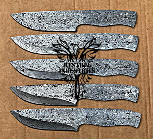 Lot of 5 Damascus Steel Blank Blade Knife For Knife Making Supplies (SU-172)