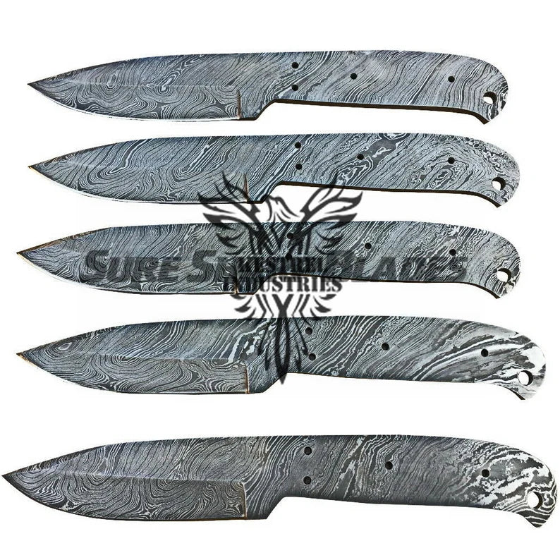 Lot of 5 Damascus Steel Blank Blade Knife For Knife Making Supplies (SU-182)