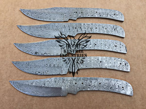 Lot of 5 Custom Handmade Damascus Steel Blank Blade Knife For Knife Making Supplies (SU-150)