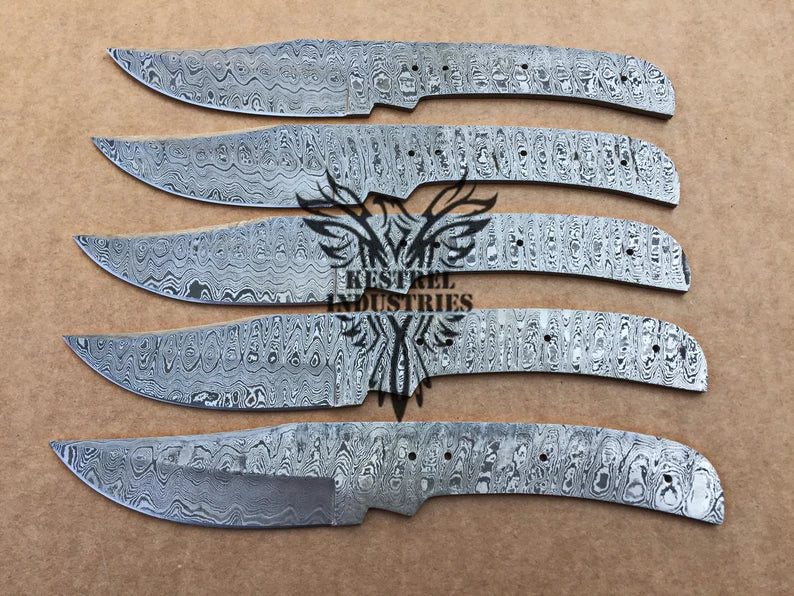 Lot of 5 Custom Handmade Damascus Steel Blank Blade Knife For Knife Making Supplies (SU-150)