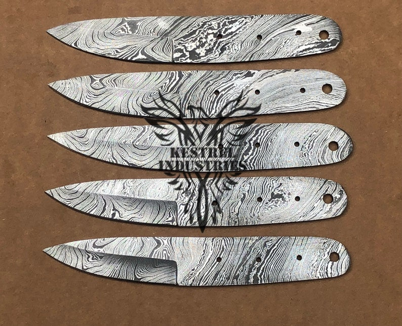 Lot of 5 Custom Handmade Damascus Steel Blank Blade Knife For Knife Making Supplies (SU-127)