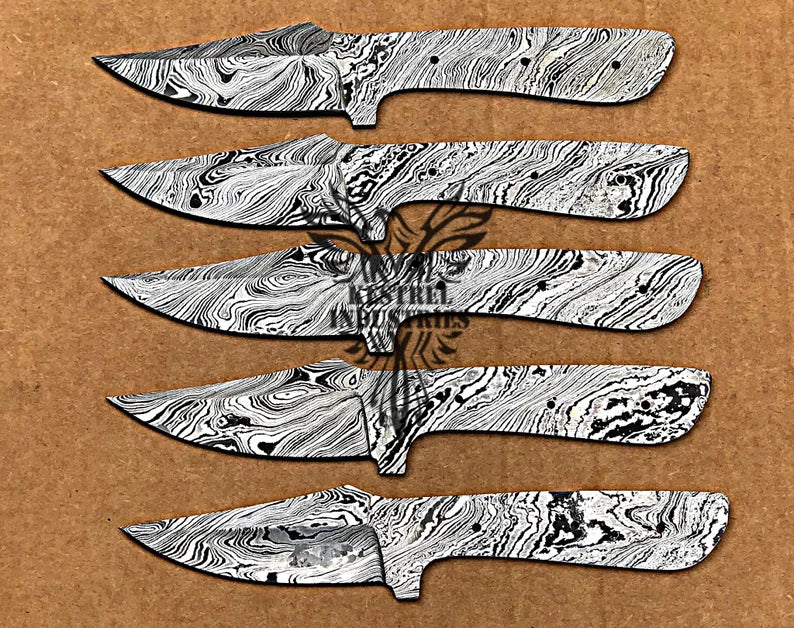 Lot of 5 Damascus Steel Blank Blade Knife For Knife Making Supplies (SU-171)