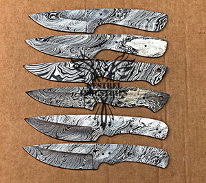 Lot of 6 Custom Handmade Damascus Steel Blank Blade Knife For Knife Making Supplies (SU-155)