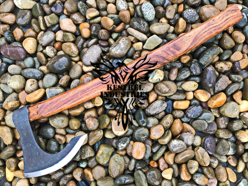 Custom Handmade Carbon Steel Viking Axe with Rose Wood Handle (VA-125)