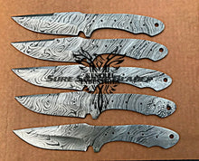 Load image into Gallery viewer, Lot of 5 Damascus Steel Blank Blade Knife For Knife Making Supplies (SU-204)
