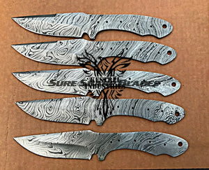 Lot of 5 Damascus Steel Blank Blade Knife For Knife Making Supplies (SU-204)