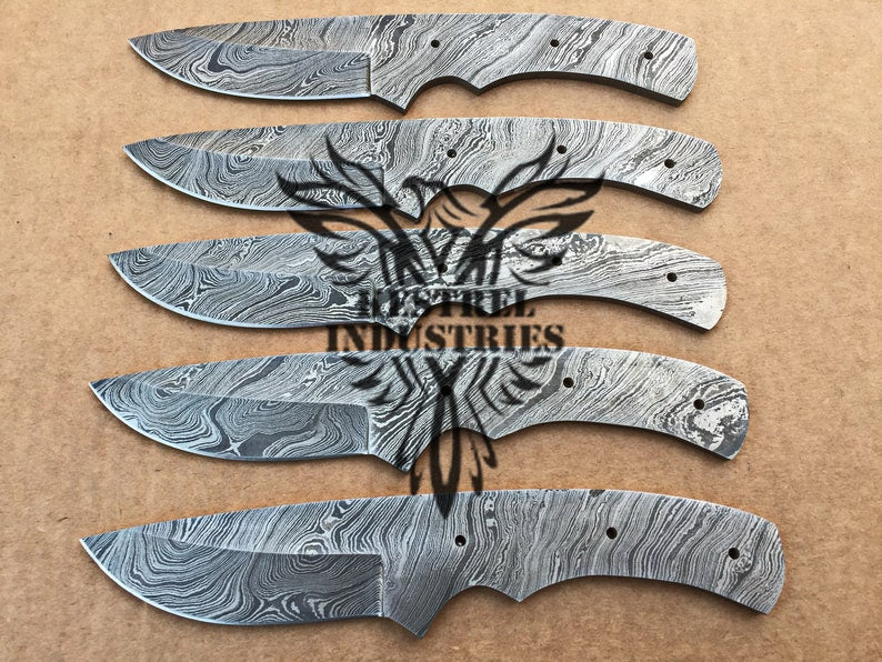 Lot of 5 Custom Handmade Damascus Steel Blank Blade Knife For Knife Making Supplies (SU-138)