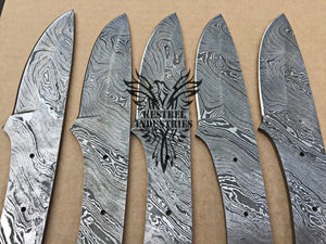 Lot of 5 Damascus Steel Blank Blade Knife For Knife Making Supplies (SU-166)