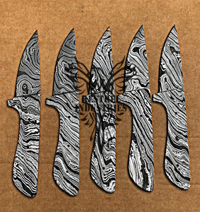 Lot of 5 Damascus Steel Blank Blade Knife For Knife Making Supplies (SU-170)